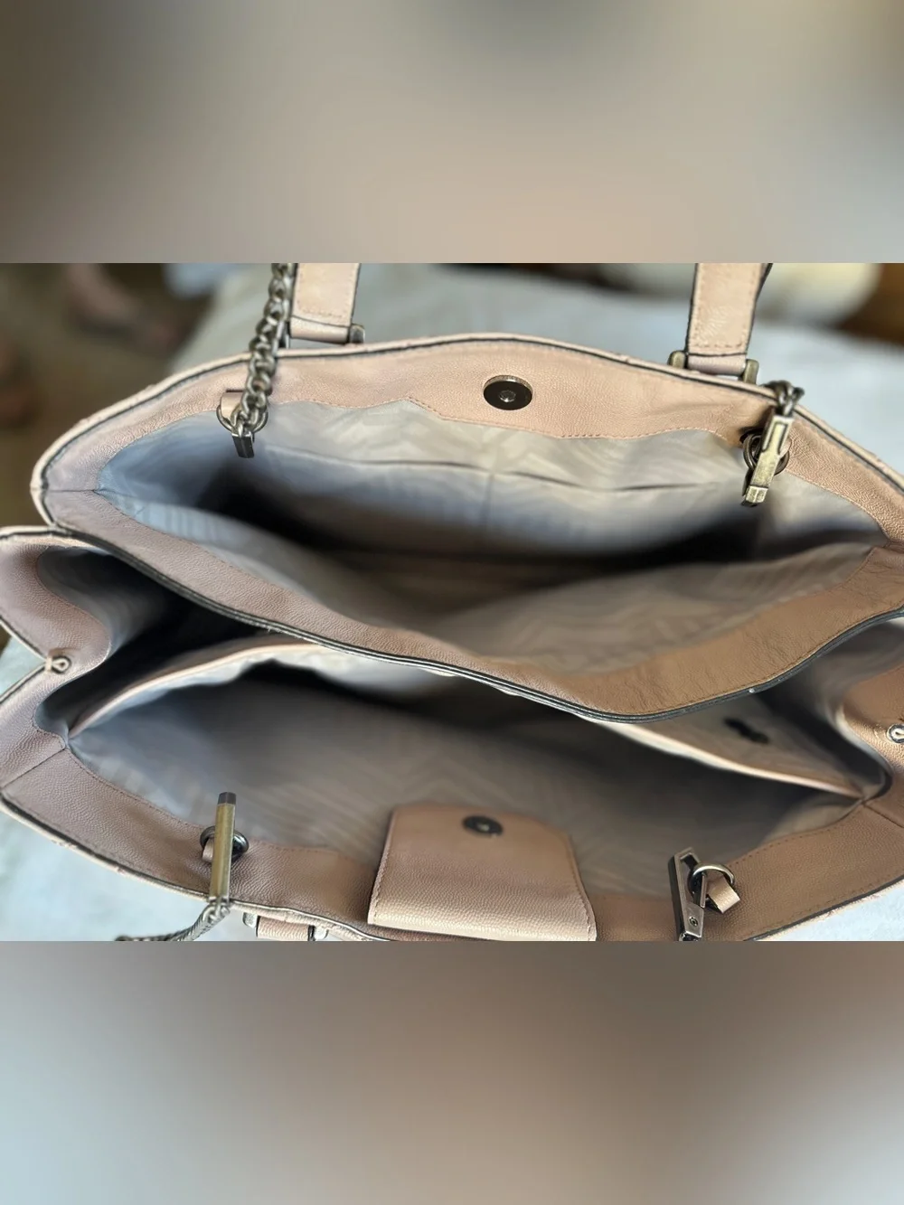 Rebecca Minkoff Large Quilted M.A.B. Leather Laptop Shoulder Bag | Nude Pink